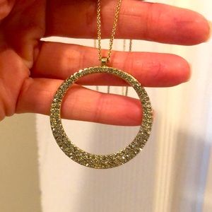 Long gold with faux diamond necklace